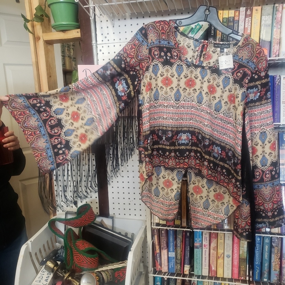See You Monday Boho Fringed Sleeved Blouse